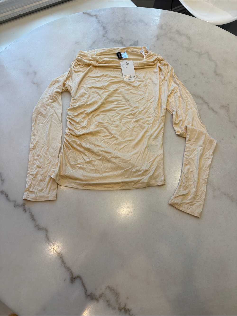 NWT Divided custard Long-Sleeve Boatneck Top